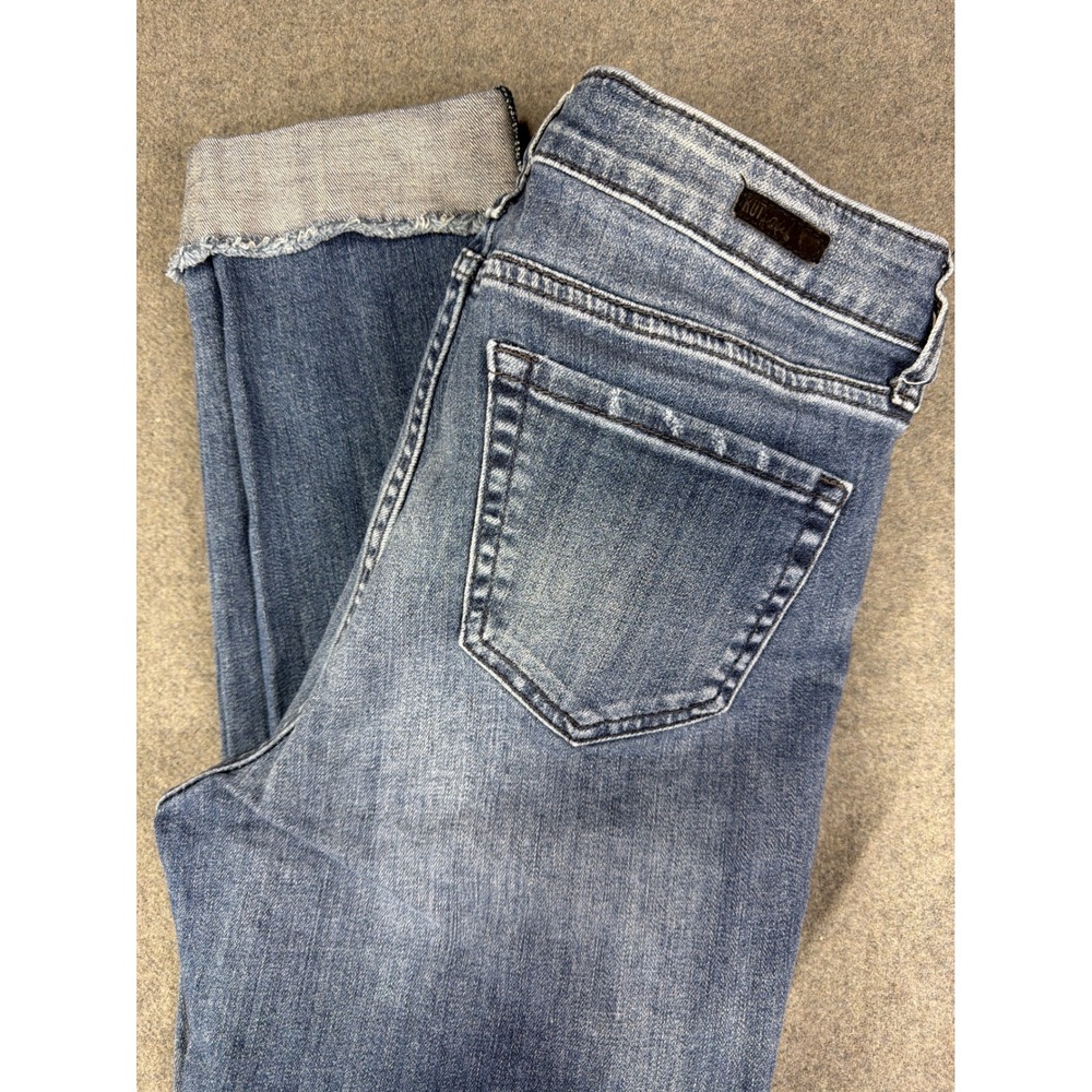 KUT From The Kloth Jeans Women 10 Blue Denim Wash Ankle Straight Leg 31x27 Crop